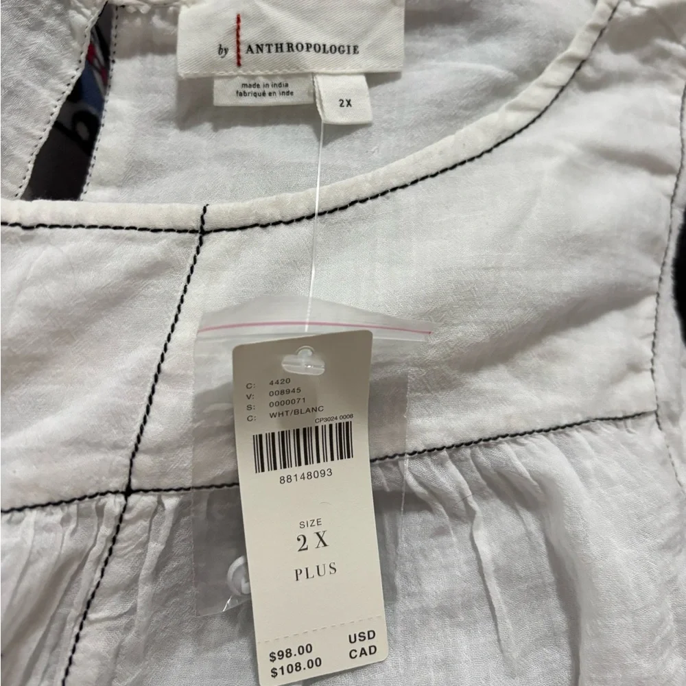 NWT ANTHROPOLOGIE Women’s Cap-Sleeve Babydoll Blouse - Picture 13 of 16